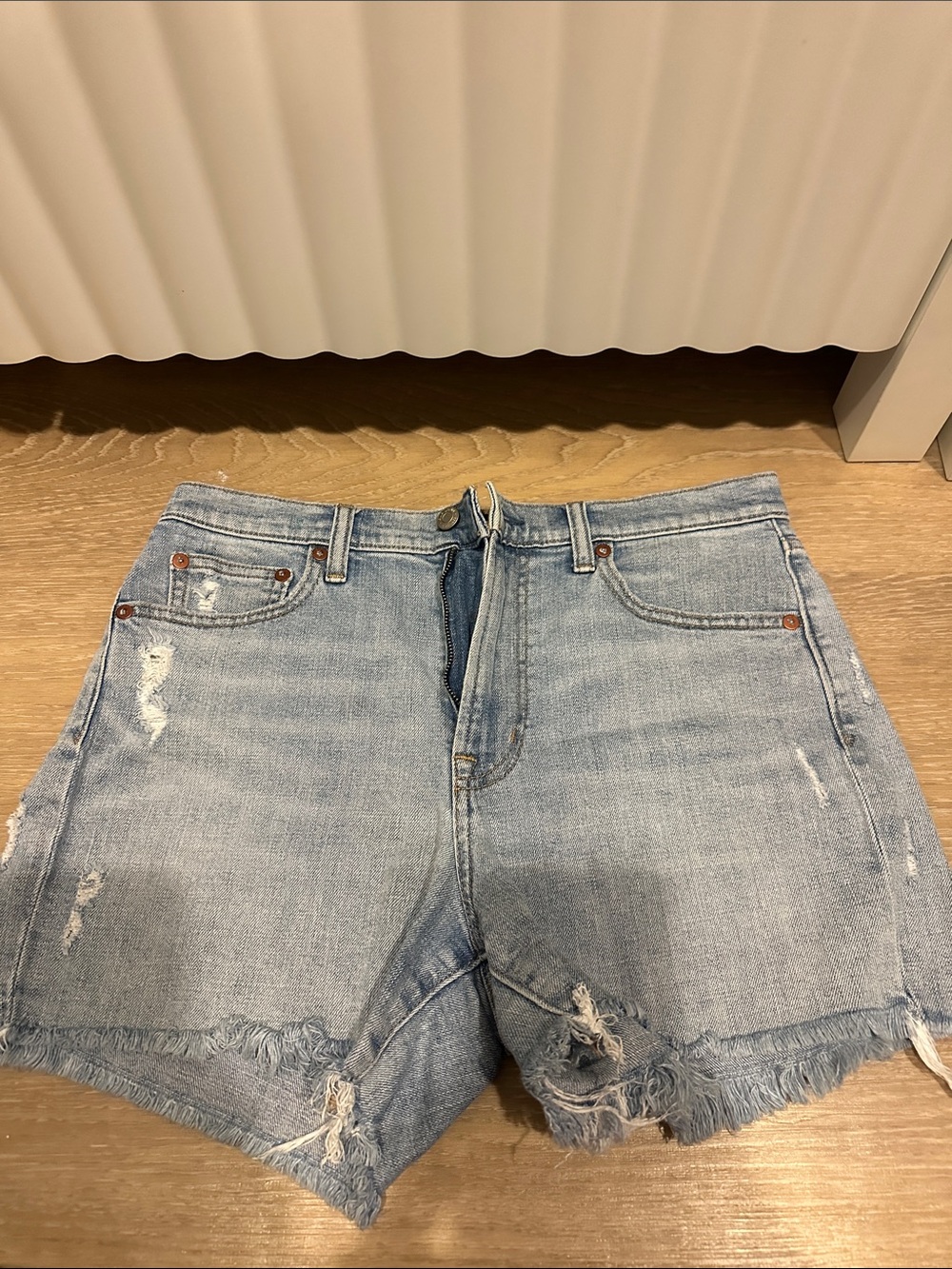 Gap Women's Light Blue Distressed Denim Shorts